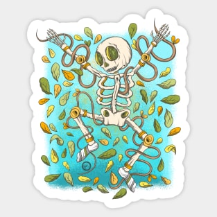 Cute Skeleton Jump in the Wildernesses Sticker